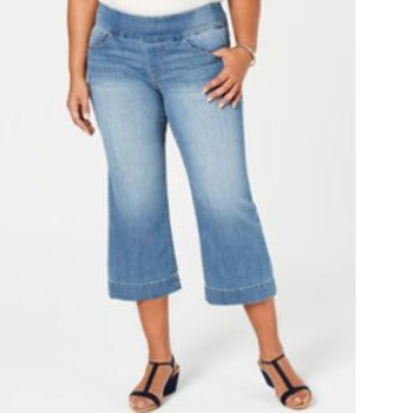 Plus size pull on wide leg crop jeans - Picture 5 of 5